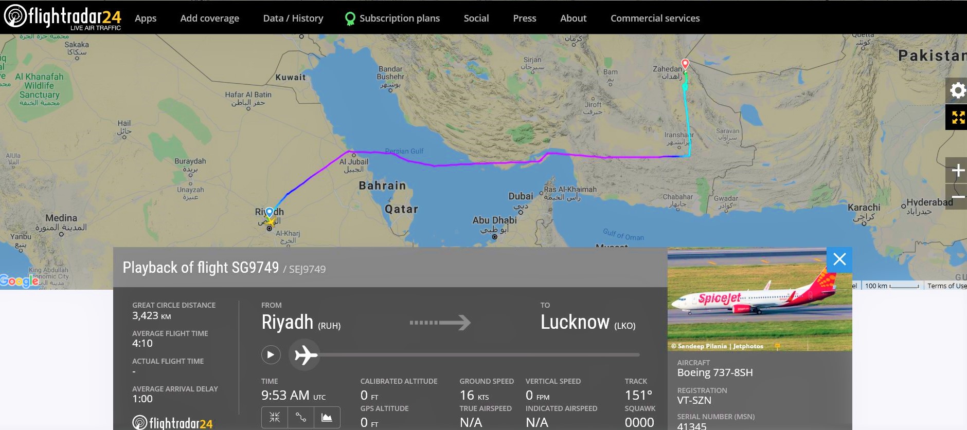 4.9  years  old   Spicejet  Boeing   B737   first  officer  side  windshield  cracks  at  FL390 ,  made  emergency  landing  at  Zahedan  of  Iran.