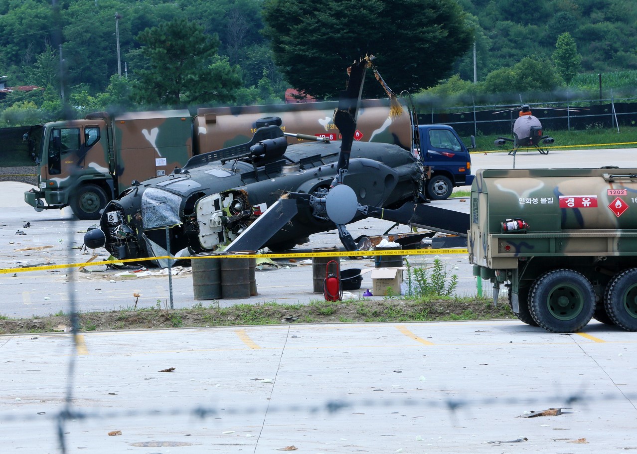 South Korean Army KAI  KUH-1M  Medeon helicopter crash leads to Five injuiries , Substantial damage to the helicopter Today .
