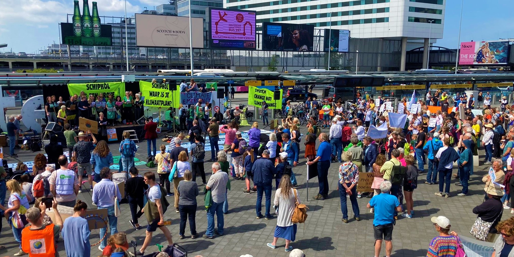 Neighbours  and  activists  want  to  downsize  Amsterdam  Airport  Schiphol  and close smaller ones  like  Lelystad  Airport .